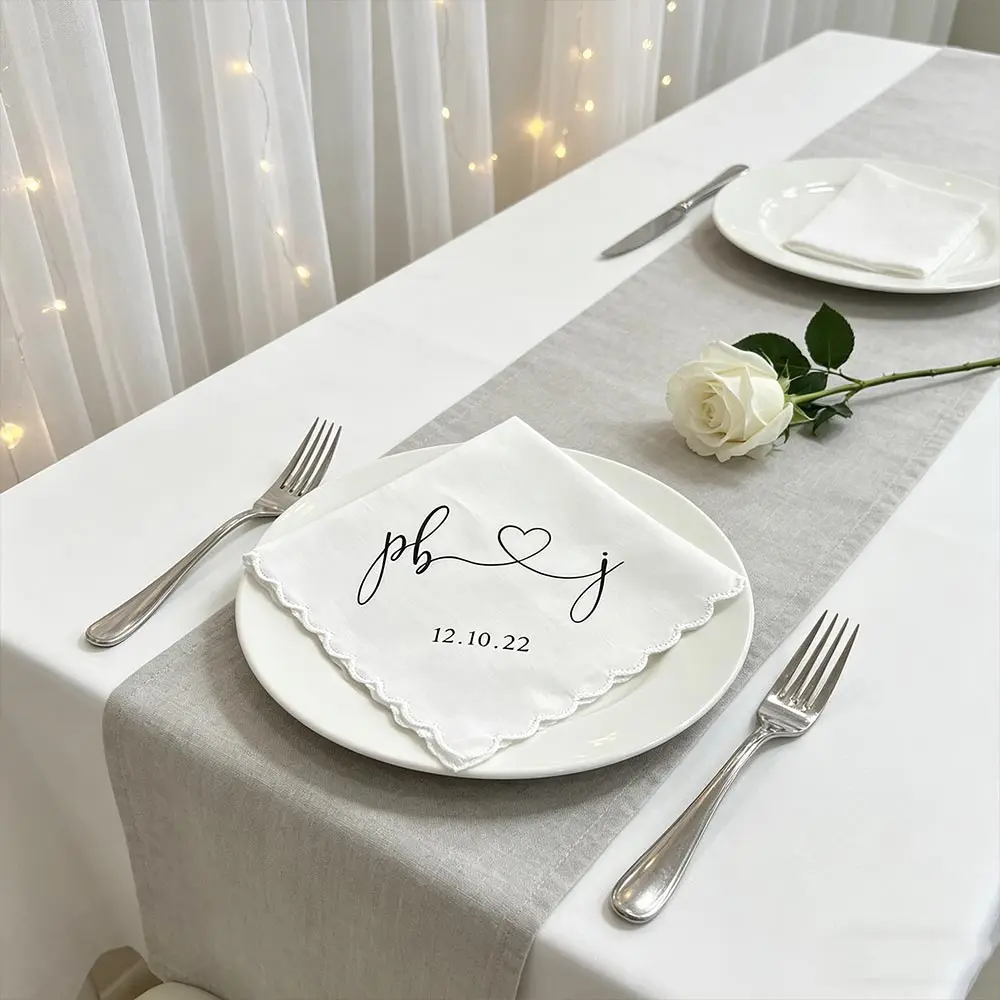 Personalized Bride and Groom Handkerchiefs - Customized Wedding Gifts, Engagement Souvenirs, Bridal Showers, Bachelor Parties, and Honeymoon Gifts for Parents or Partners - Polymer Material, Fitted Design, Handkerchiefs