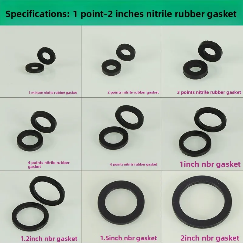 50pcsRubber Gasket 9 Sizes Nitrile Rubber Washer Set 1/8 to 2 Inch Flat Seal Ring for Faucet Pipe Valve Waterproof Oil Resistant
