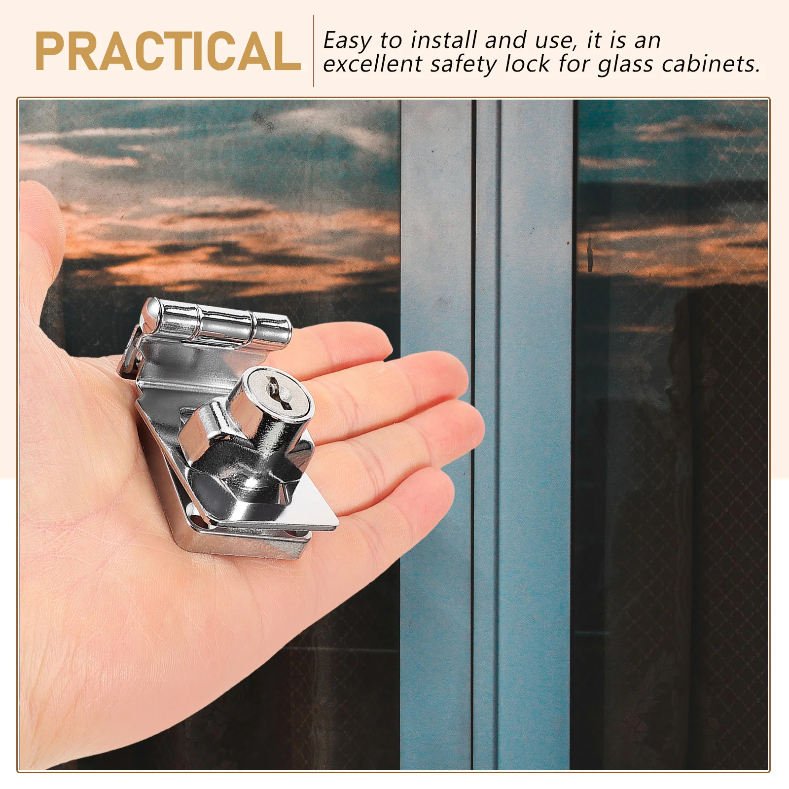 

90 Degree Cabinet Lock 2 5 Inch Bright Stainless Steel No Drilling Glass Door Safeguard File Drawer Storage Box