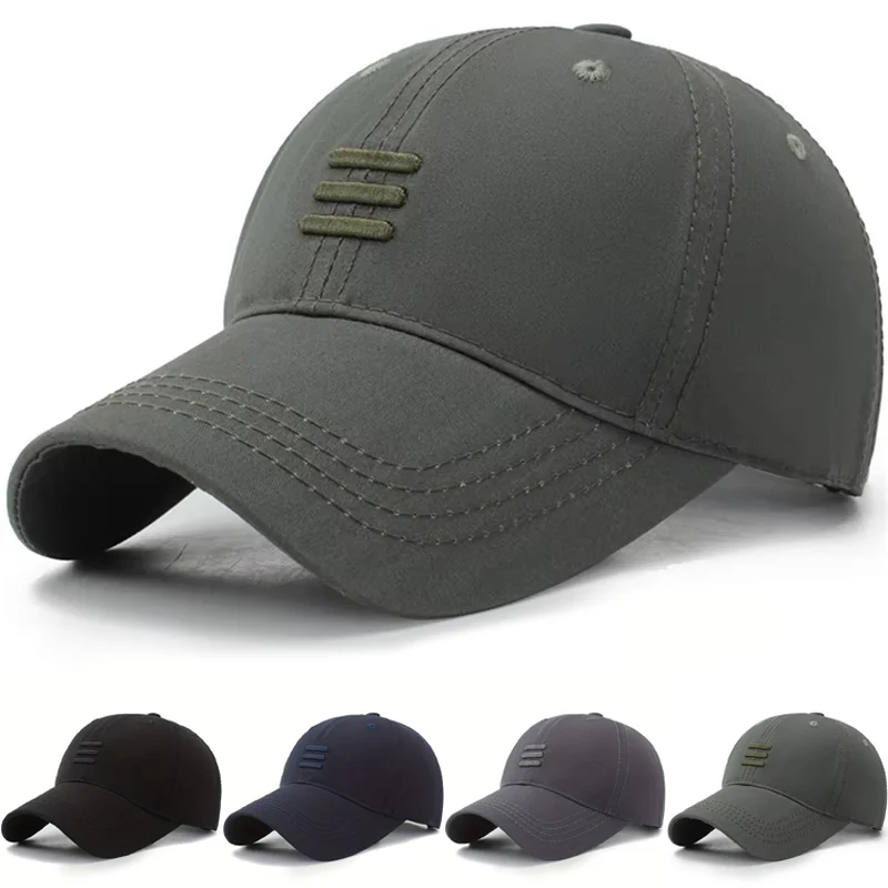Unisex Baseballkappen mit drei horizontalen Streifen, Frühling Herbst Outdoor Sonnenschutz Hut, Verstellbare Freizeit-Trucker-Mützen – Detail 1
