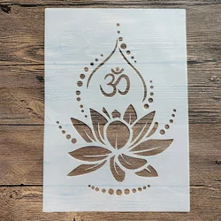 Molde de mandala DIY para pintar plantillas, álbum de fotos estampado, tarjeta de papel en relieve en tela de madera, pared, loto, Buda, fe, A4, 29x21cm