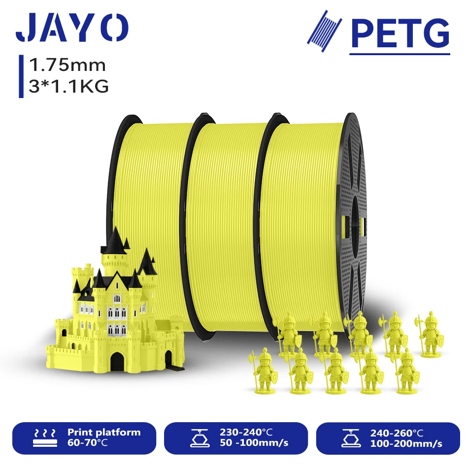 JAYO 3,3KG 3D PETG Klares Druckerfilament 1,75MM Hochfest Ohne Blasen Sauber Gewickelt für 3D 99% FDM DIY Geschenkmaterial