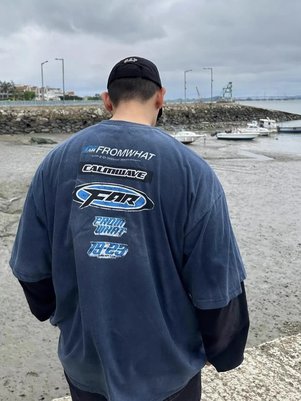 

Far Archive Vintage Waed R Print ort Sve T-irt Youth Trendy Brand round Ne Loose Fit Teenager Autumn Faion