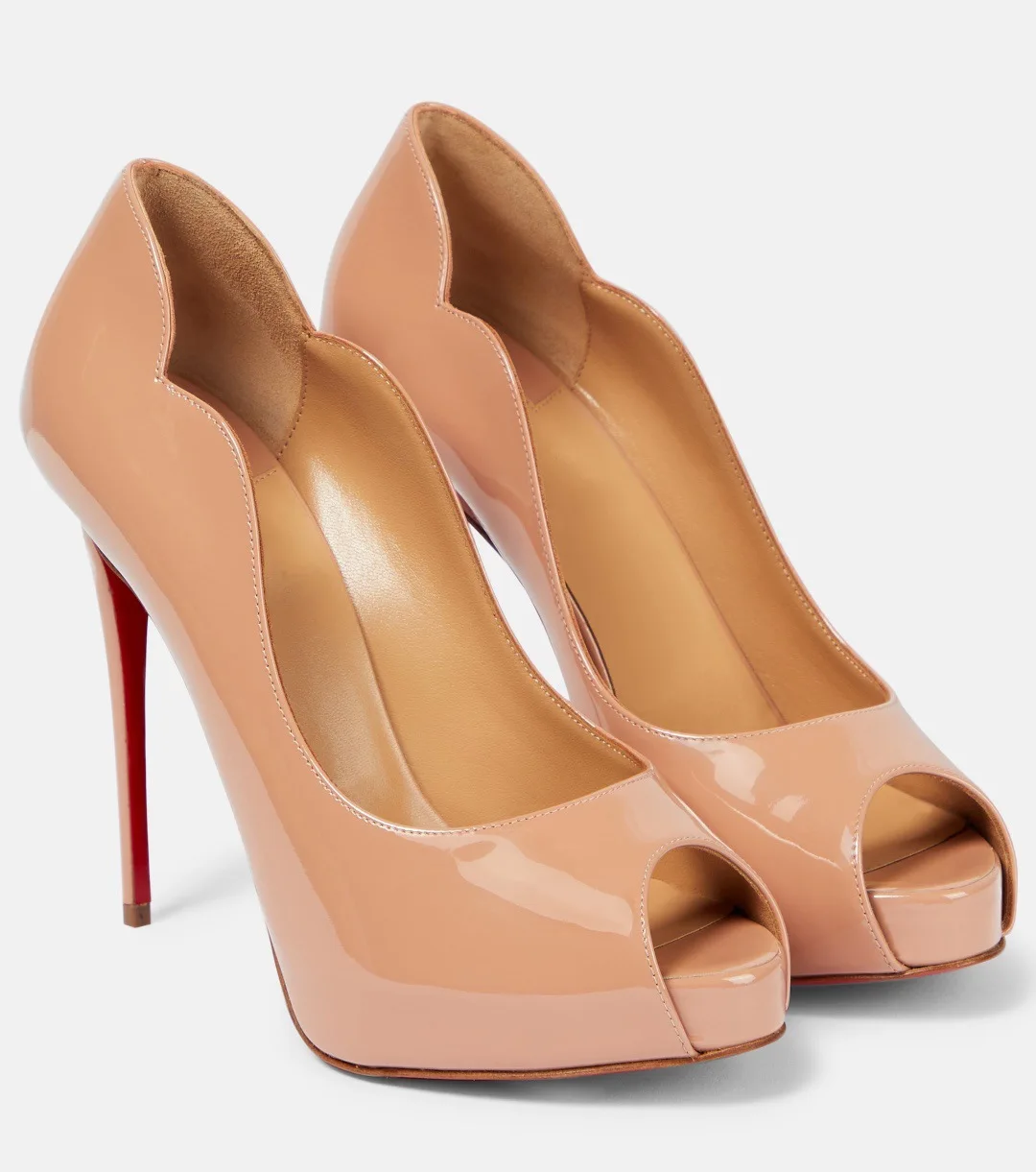 12CM High Heels Women Platform Pumps,Peep Toe Stage Show Shoes,Wave Edge,Slip On,Size 36-42,Black,Nude,Dropship