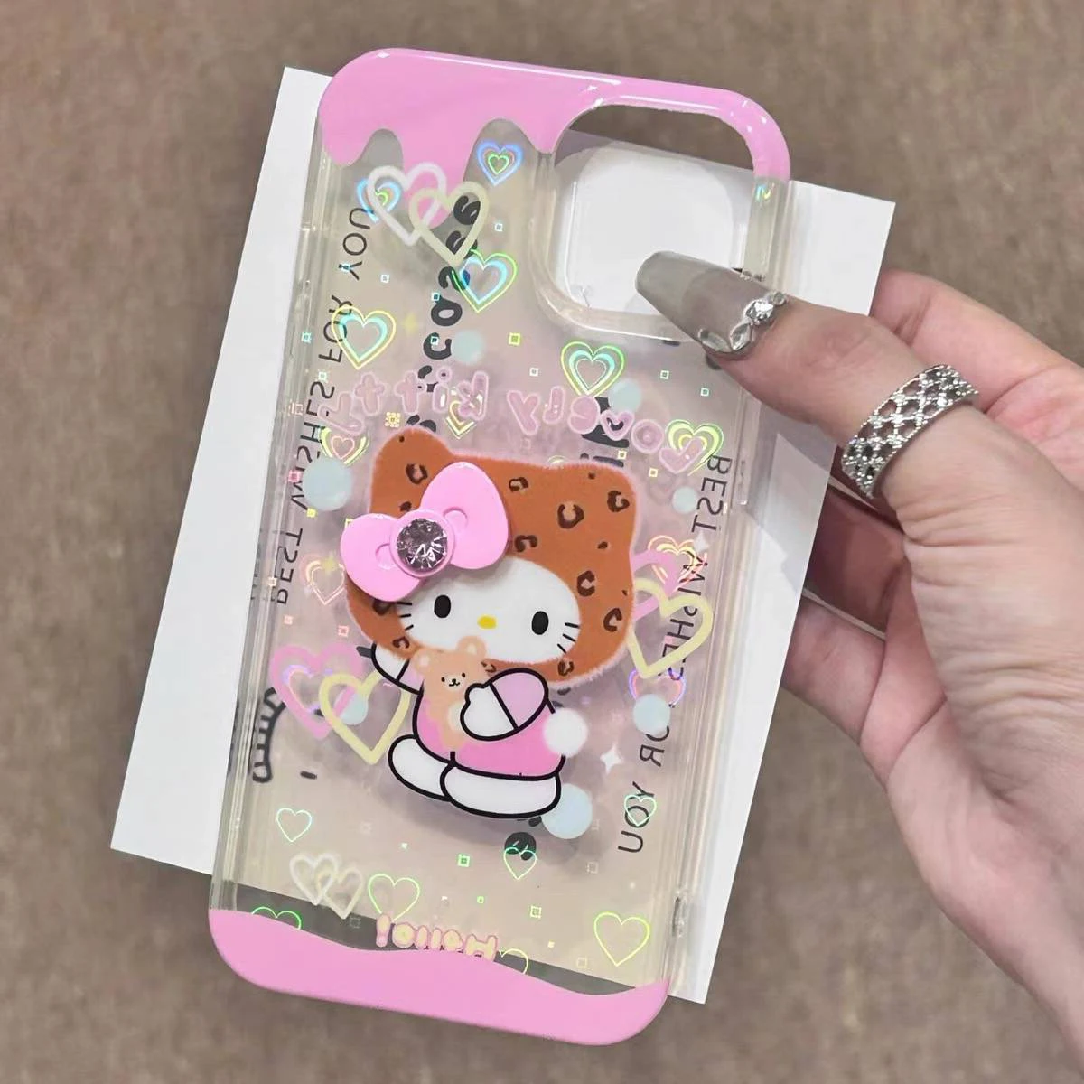 Sanrio Hello Kitty Cute Pink Bow Phone Case For iPhone 15 14 13 12 11 Pro Max X XR XS MAX 7 8 Plus Mini Girl Y2k Cartoon Cases