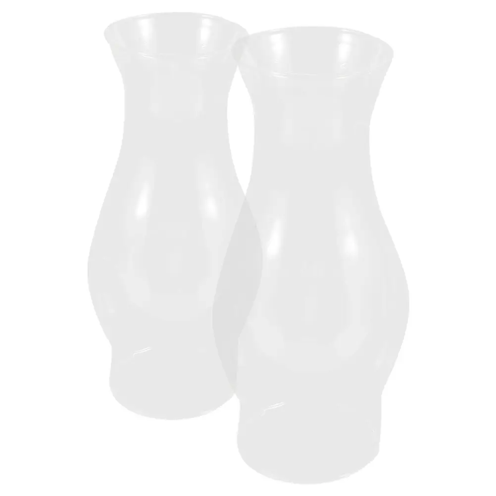 2Pcs Tall Glass Lamp Chimney Replacement for Oil Lamps Vintage Crimped Top Design High Light Transmission Clear Hurricane Lamp