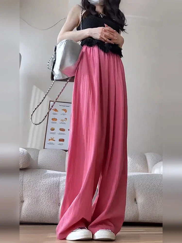 Simple Basic Fashion Wide Leg Pants Female New Slim Woman Pants Chicly Summer High Waist Casual Solid Color Loose Women Pants