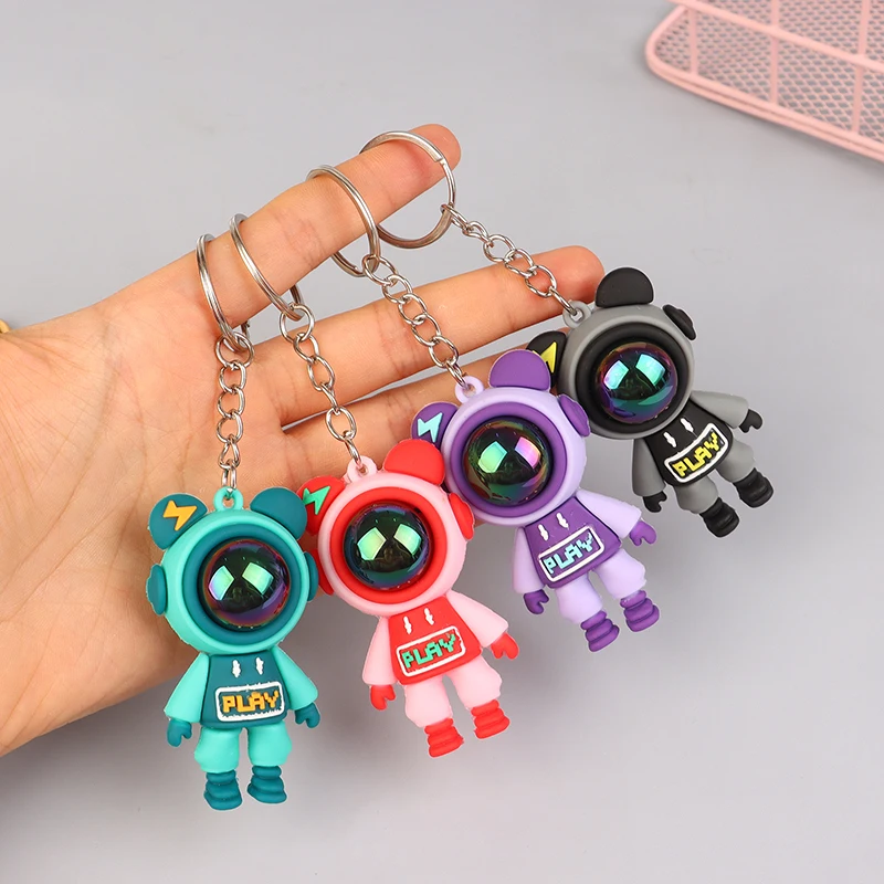 

1PC Jewelry Accessories Gifts Cartoon Lightning Bear Keychain Astronaut Violent Bear Rabbit Doll Car Backpack Decorations