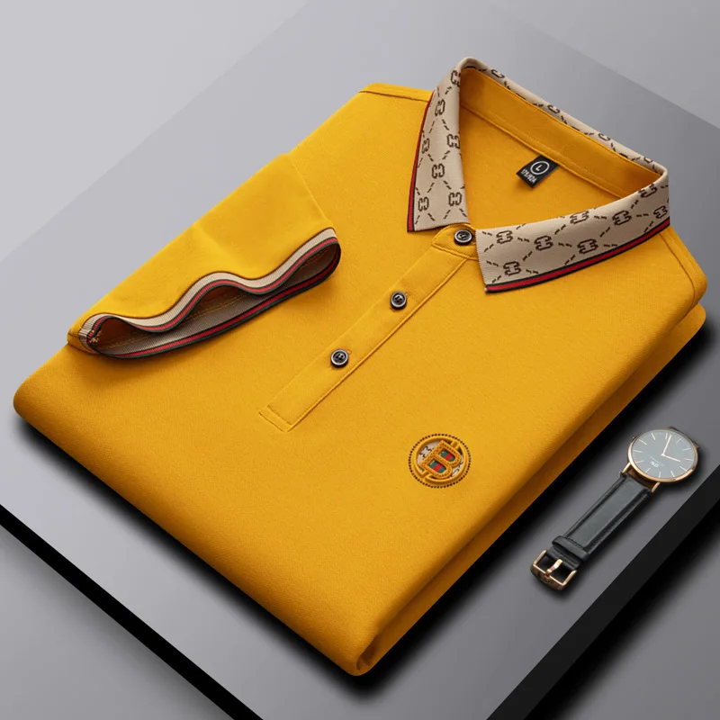 Hochwertiges Marken-Poloshirt mit kurzen Ärmeln, modisches Buchstabenprägungsdesign, Revers-T-Shirt, Sommer-Baumwoll-T-Shirt, atmungsaktiv, lässige Herrenbekleidung – Detail 28