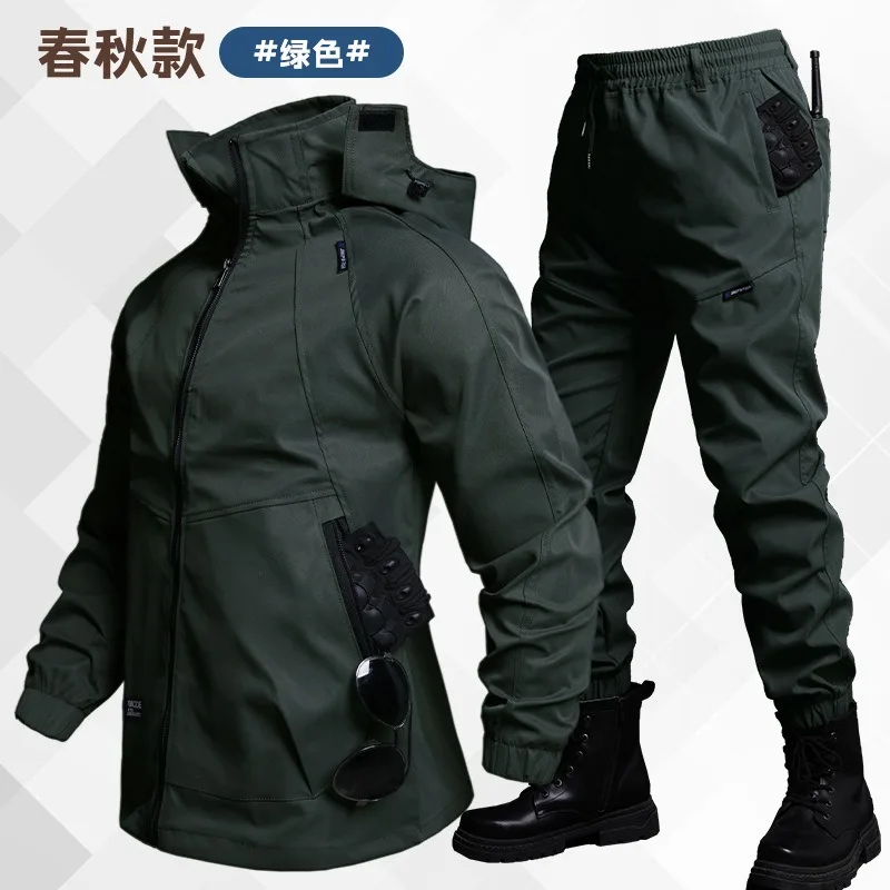 Men Spring Autumn Camo Stretch Tactical Work Suit Water Resistant Multi Pocket Outdoor Labor Uniform