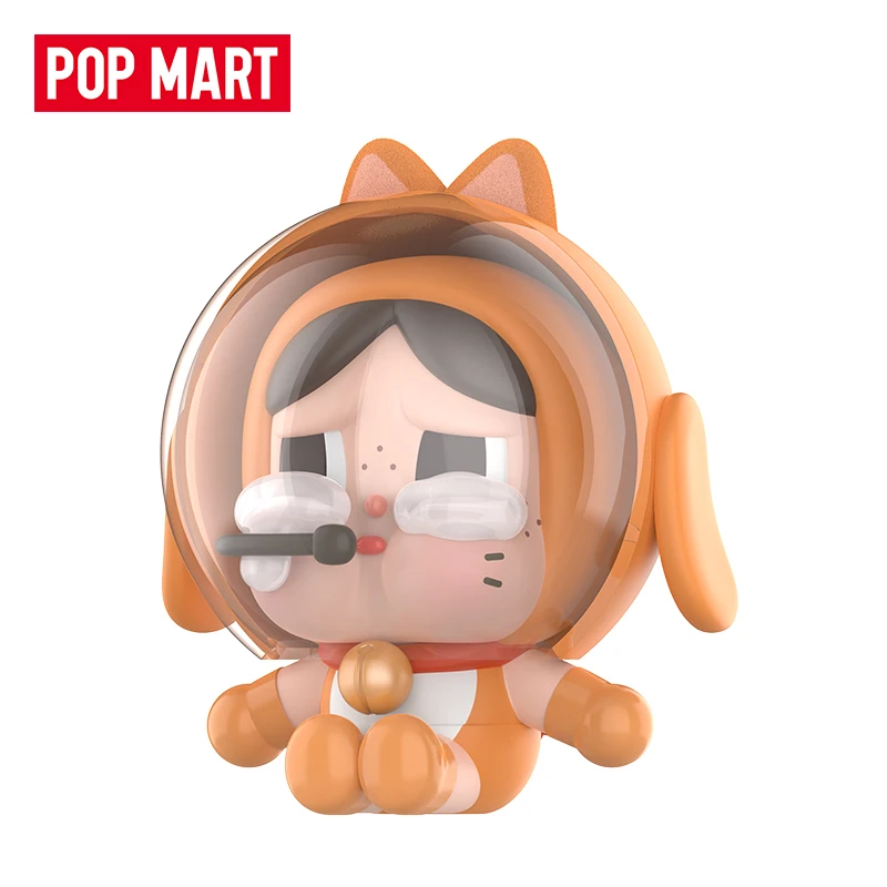 Echte Popmart Crybaby Space Cat Orange Serie Figuren Desktop Decor Sammeln Ornamente Crybaby Trendy Spielzeug Nette Puppe Geschenk