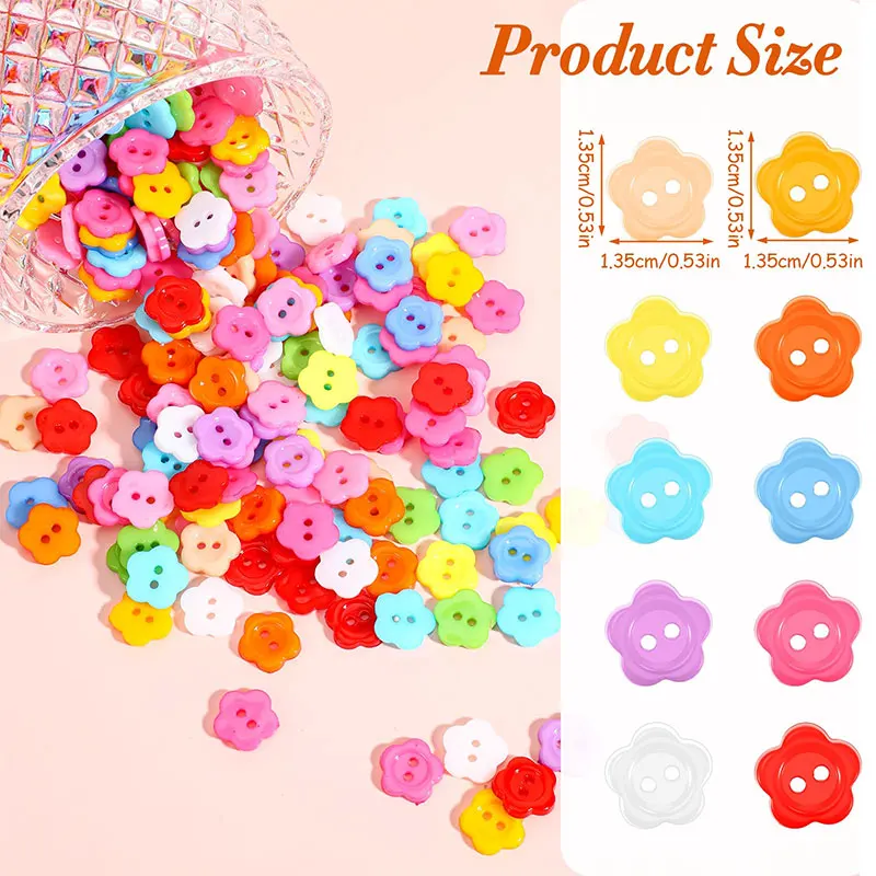10/20pcs Colorful Resin Buttons Cartoon Plum Blossom Flower Button 2-Holes For Handmade DIY Sewing Supplies Clothing Accessories view 4