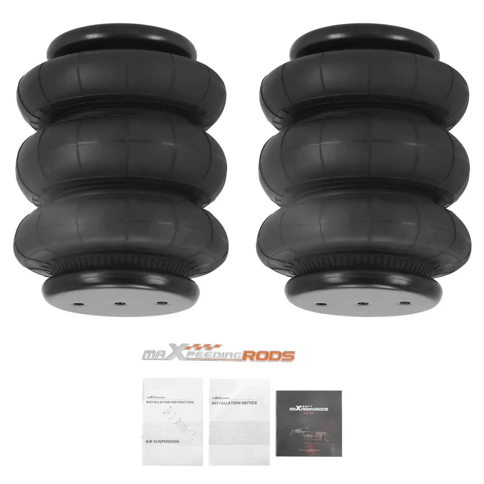 MaXpeedingrods 2x 2600LBS Universal Air Spring Triple Bellow Triple Convoluted Bags