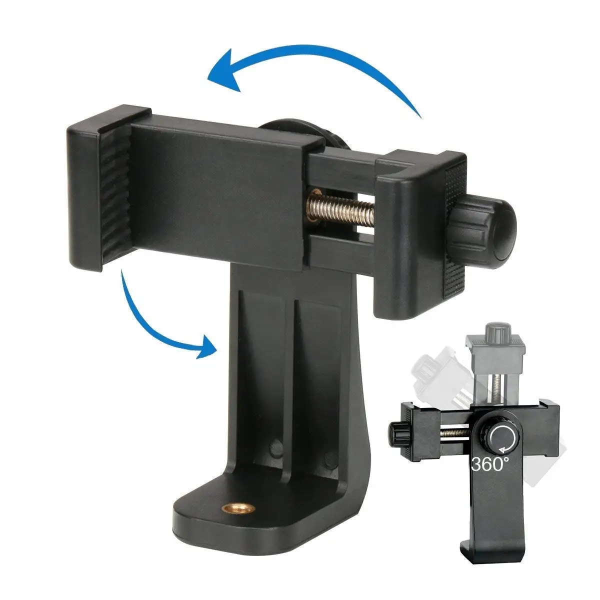 360 °   Grad-Handyhalterung mit universeller 1/4-Schraube, verstellbarer Klemme, Handy-Stativ-Montage-Adapter, kompatibel mit Smartphones