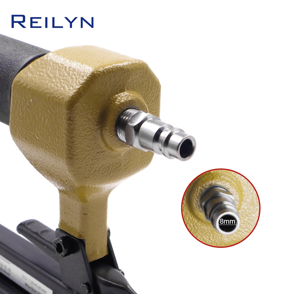 Reilyn Pneumatic Upholstery Stapler 20Ga 1022J Air Nailer 10-22mm Staples Crown 11.2mm Floor Roofing Framing Nail Gun