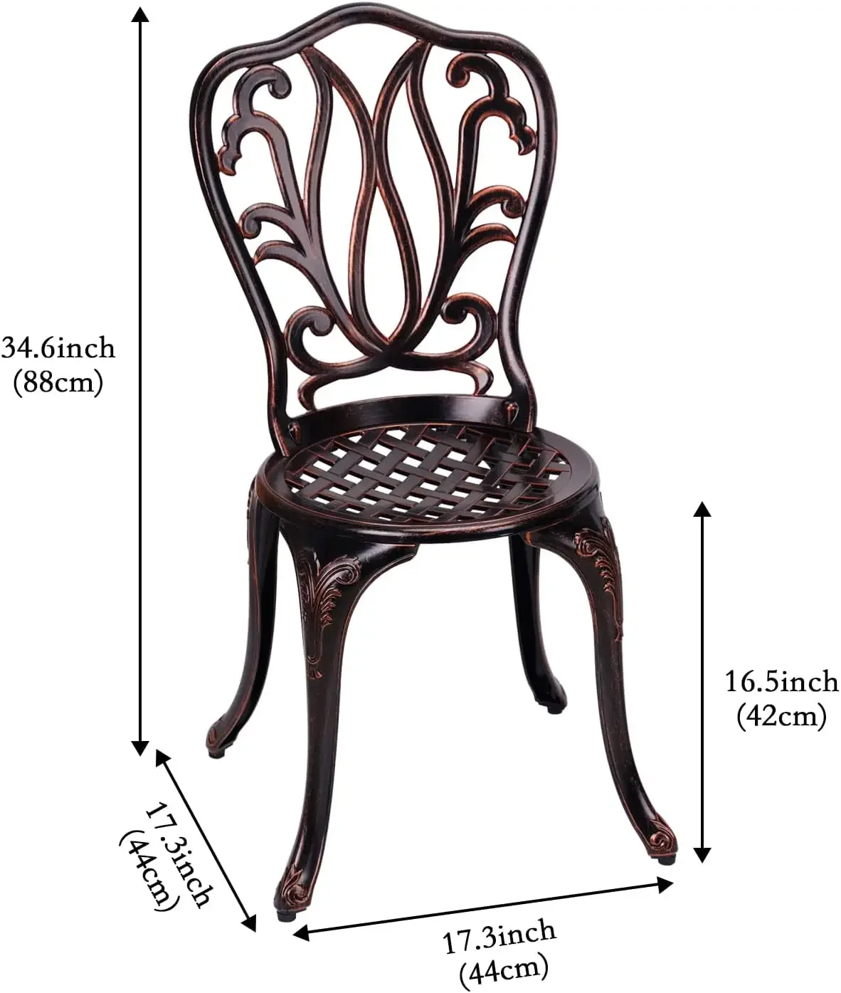 Juego de mesa de Bistro de aluminio fundido antioxidante, muebles de porche delantero para Patio de parque, Marrón nuevo, 3 piezas