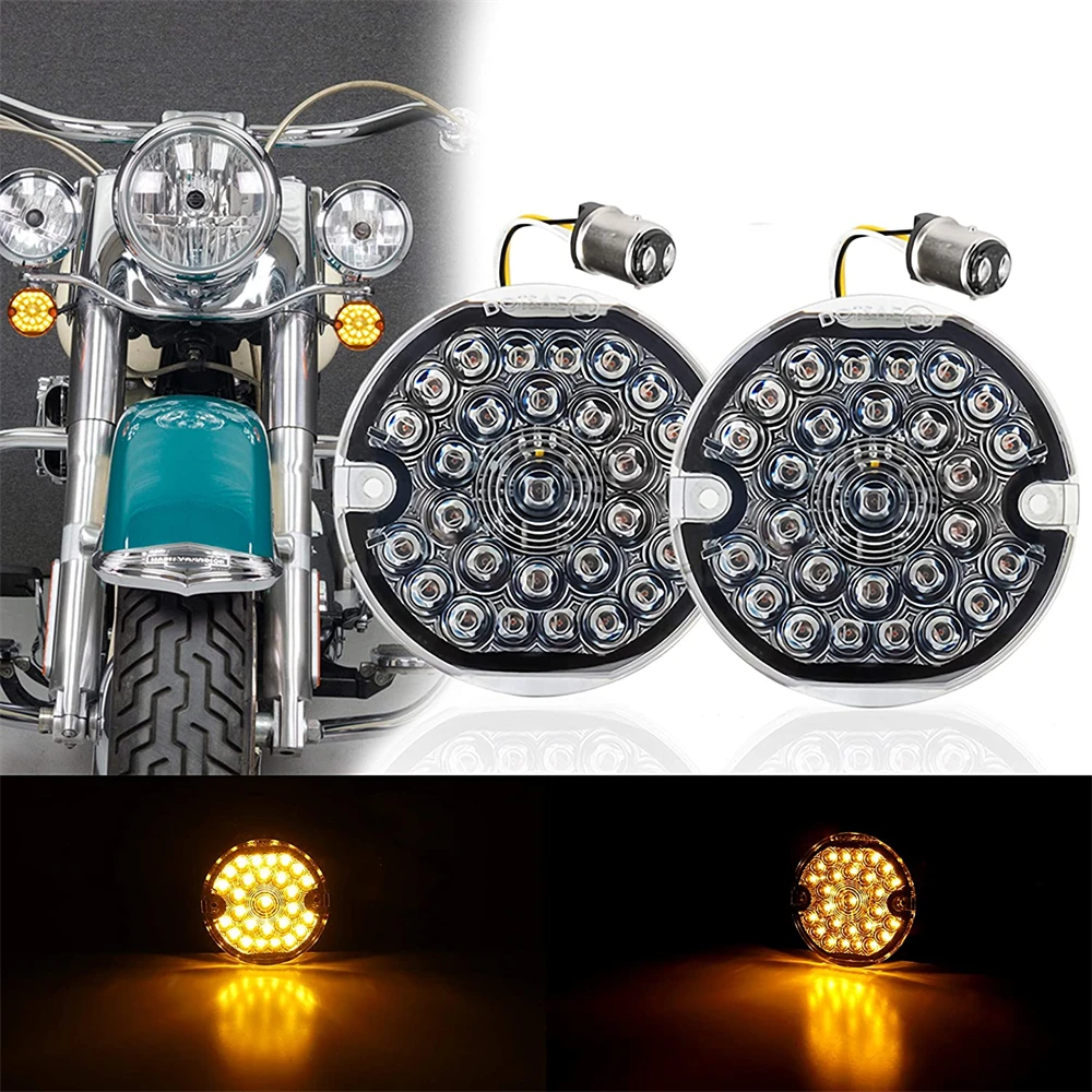 Luces de freno delanteras para Harley Road King Electra Glide Ultra Classic Heritage Softail 3 1/4 pulgadas LED 1157