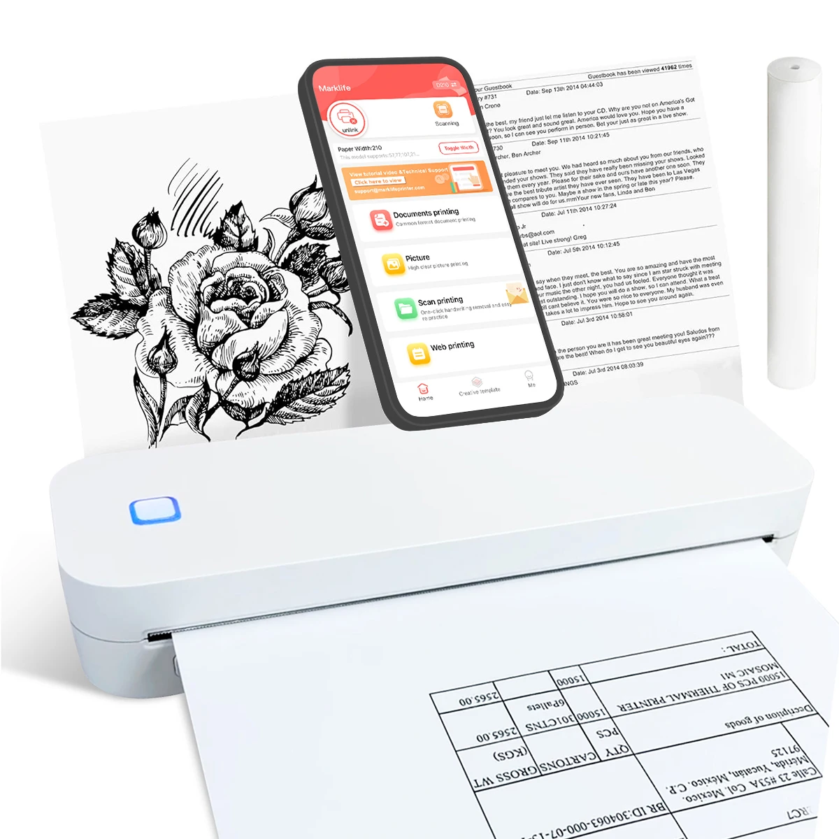 Portable Tattoo Thermal Printer  M08F D210 Bluetooth Inkless Wireless A4 HD Printer Compatible with iPhone Android Mac Window