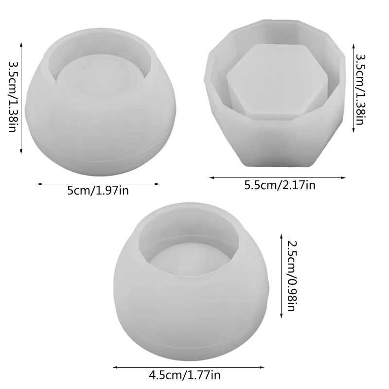 Molde resina para platos y bandeja fruta, cuenco redondo hecho a mano, taza hexagonal, 3 uds.