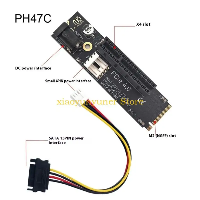P9JB M.2 to PCIE 4X Power Card PCIE Expansion Card M.2 to PCIe Adapter