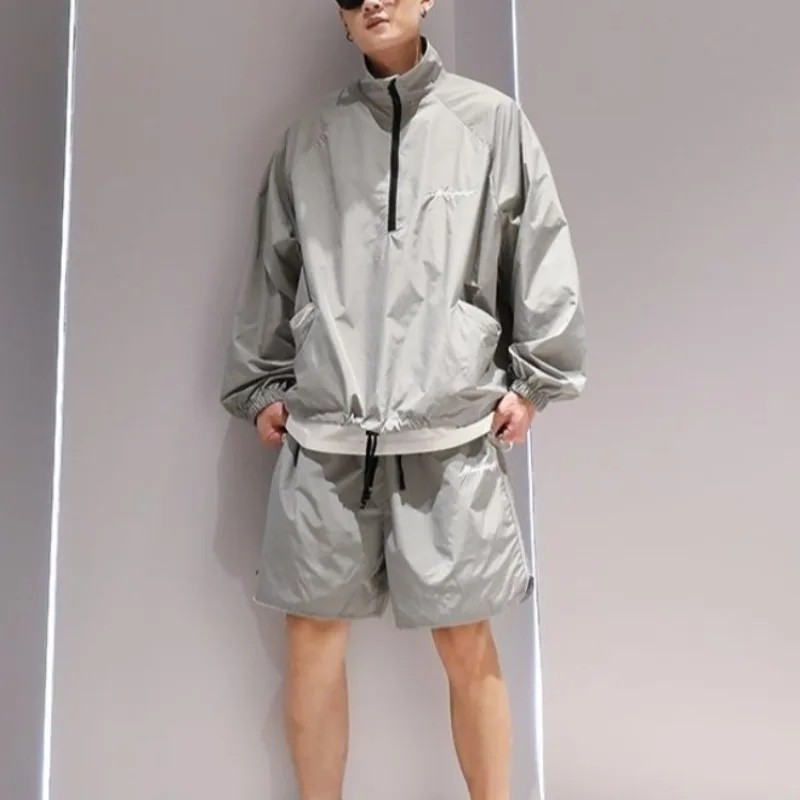 

Quick Dry UV Protection Sports Set Men Summer Thin Lightweight Windbreaker Shorts Premium Trendy Outfit Complete