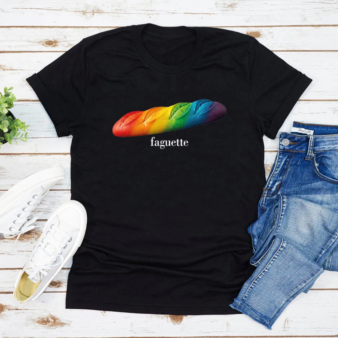 

Faguette LGBT T-Shirt LGBT Baguette Shirt Men Women Graphic T Shirts Short Sleeve Pride Tee French Gay Lesbian Tshirt