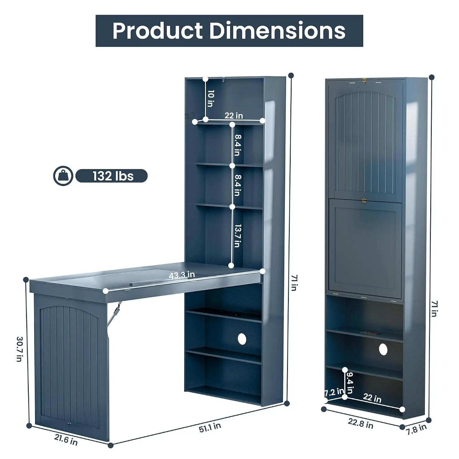 Foldable Drafting Table with Storage, Space-Saving Folding Craft Desk for Art Drawing, Customized