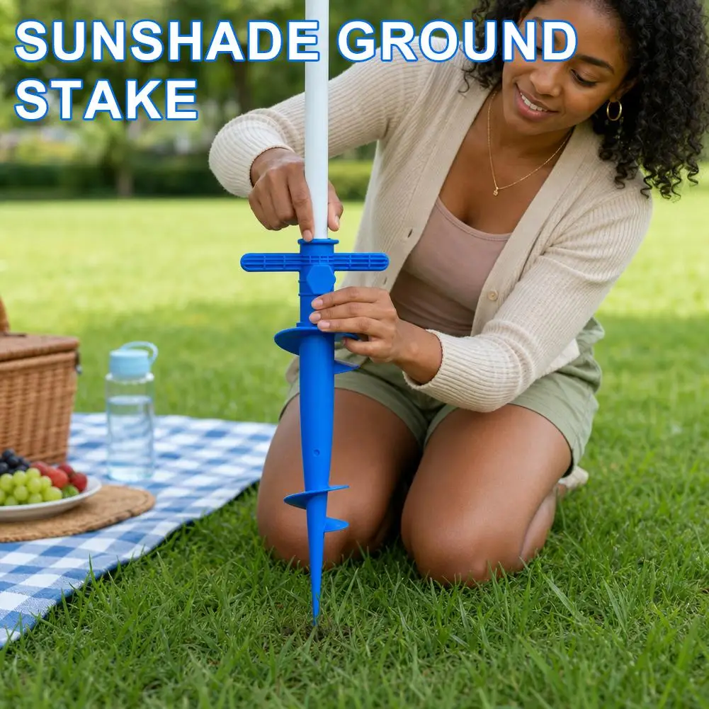 Adjustable Umbrella Base Plastic Sand Anchor Spike For Beach Patio Garden Umbrella Stand