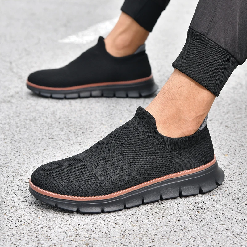 

Men Mesh Loafers For Walking Shoes Autumn Sports Outdoor Home Flats Black Breathable Fitness Sneakers Size 39-46