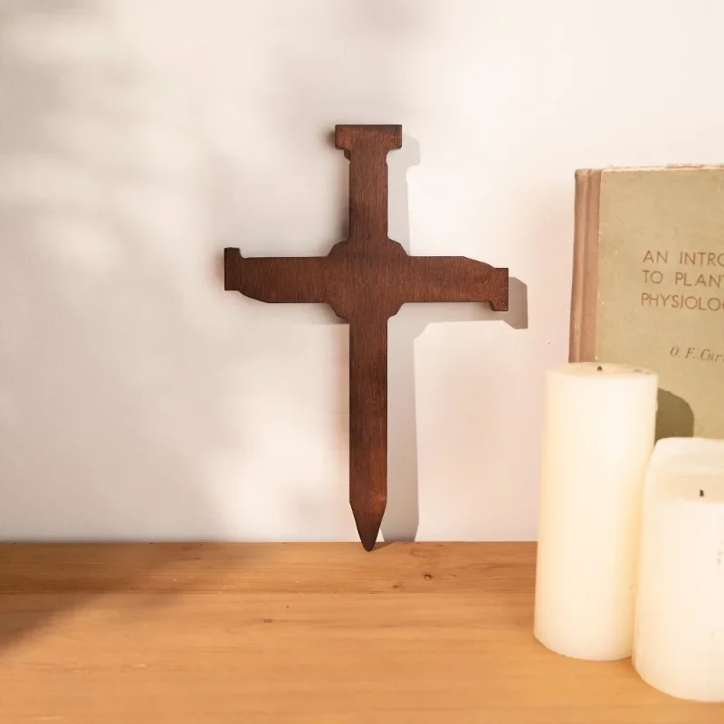 Handmade Wood Carving Cross on Wall, Religious Wall Haning Church Decor