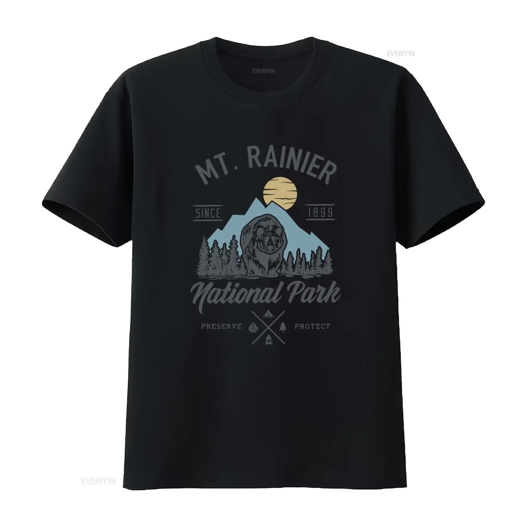 Mt Rainier Washington Retro Vintage National Park T Shirt Bear Mountain Moon Trees Design Preserve Protect Theme vintage