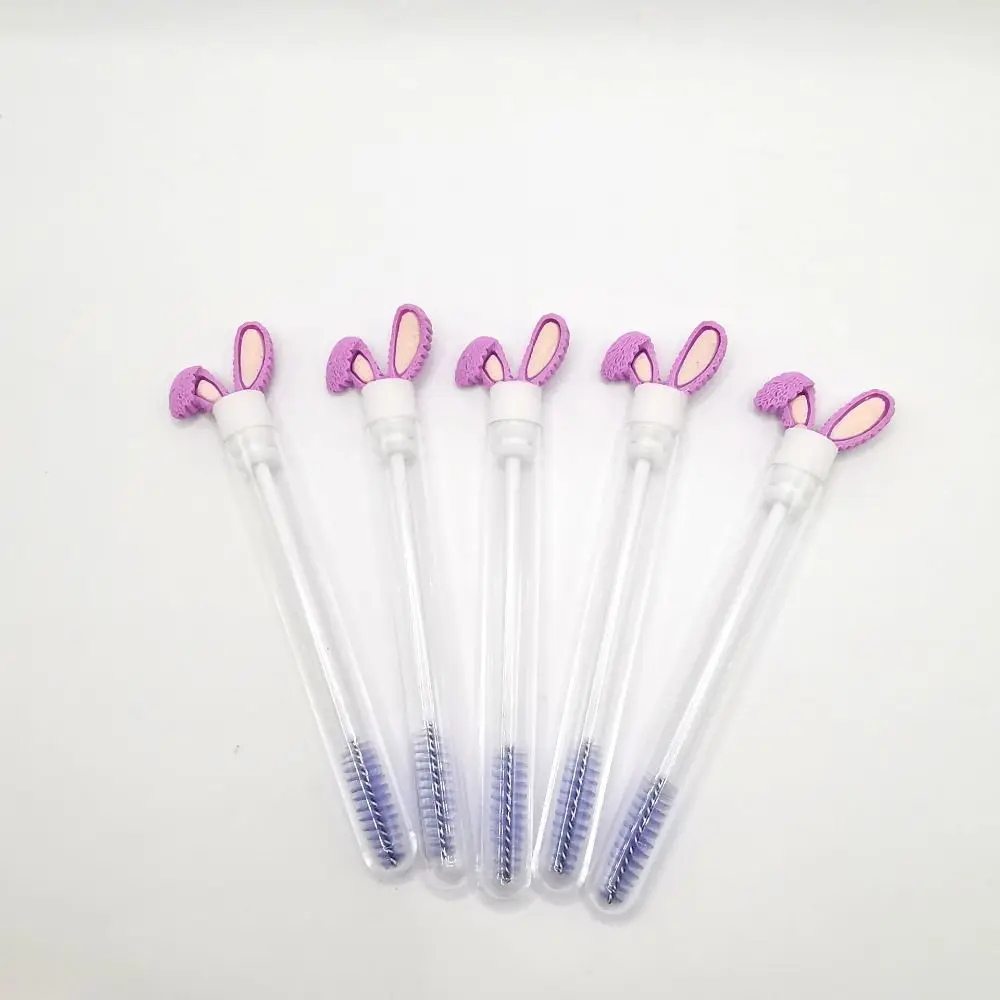 Round Comb Teeth Rabbit Ears Mascara Brush Clear Creative Tube Eyelash Brush Dust-proof Reusable Tube Glitter Mascara Wand