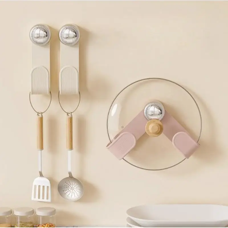 5 unidades de soporte giratorio para tapas con ventosa, organizador colgante de plástico para cocina, montado en pared, fácil instalación sin taladro, para utensilios de corte