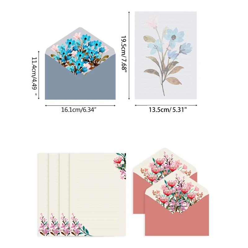 Briefpapier Briefpapier Bloem Envelop Set Brede Gelinieerde Briefpapier voor Thuisfeestuitnodiging Bedankt Brief