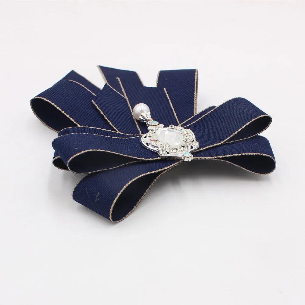 Handgemachte Mode schwarz Band Fliege Strass Kristall Stoff Stoff Luxus Hochzeits kleid britische Schulmädchen Geschenk für Frauen – Detail 10