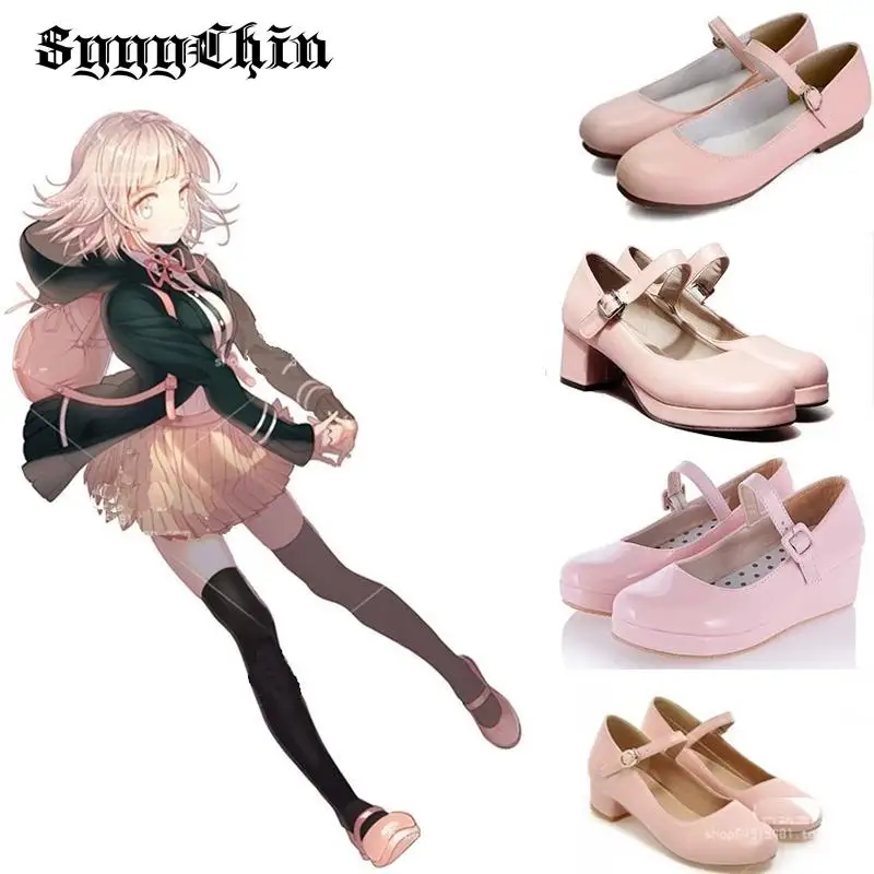 Spring Women Pumps Mary Jane Pink Design Lady Belt Buckle Sandals Female Flat Chunky Heel Cosplay Anime Sweet Daily Lolita Shoes