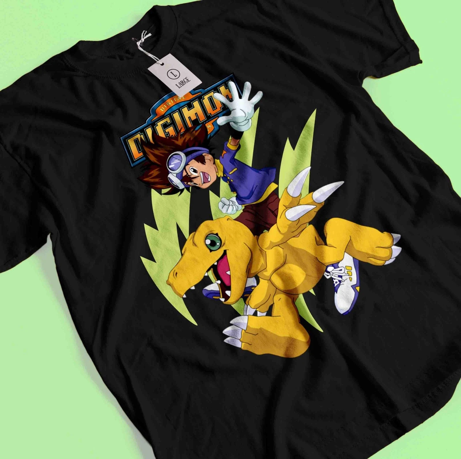 2026 Sommer Digimon Adventure Anime Taichi Yagami/Agumon Lockeres Kurzarm-T-Shirt aus Reiner Baumwolle für Kinder Trendiges Unisex Freizeit-Shirt