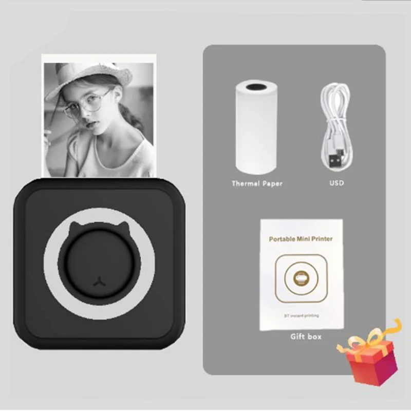 Mini Printer Portable Thermal Stickers Paper Inkless Bluetooth Wireless Impresora Android IOS Portable Label Printer
