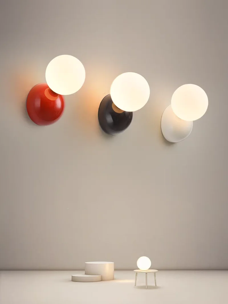 

Cute Bedroom Bedside Small Wall Lamp Nordic INS Living Room Children Room Decoration Sconce Staircase Red White Black LED Lights