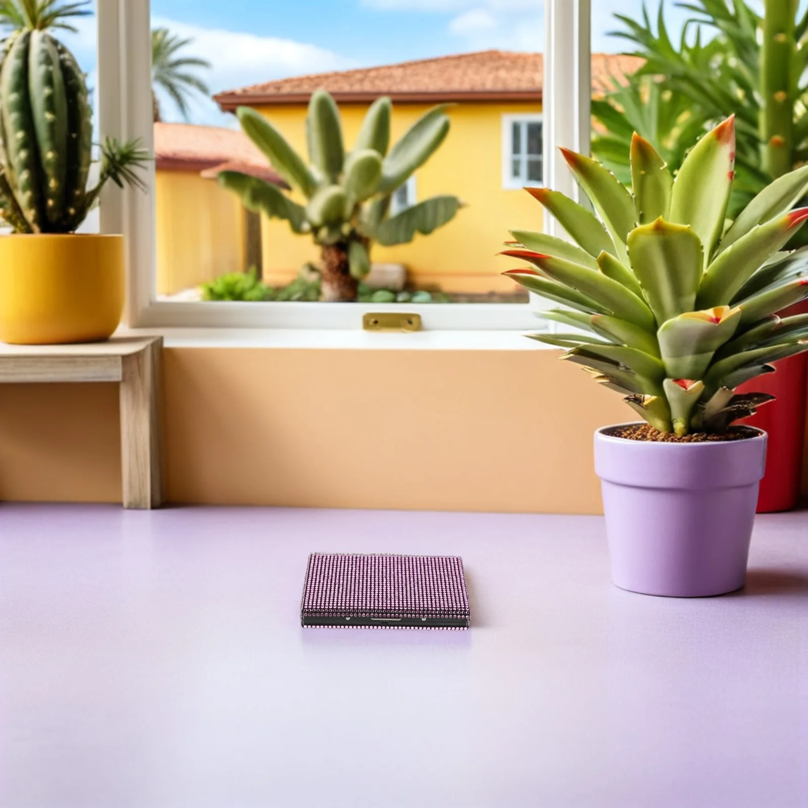 

Rhinestone Business Holder Case Pink 3.89X2.71X0.61" Metal Name Card Organizer For Purse Briefcase Portable Office Travel