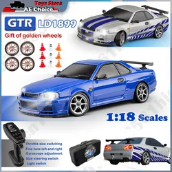LDR/C LD1899 1/18 RC Drift Car GTR R34 2.4GHz RWD with Gyroscope on-Road Alloy Body Shell Racing Cars Radio Control