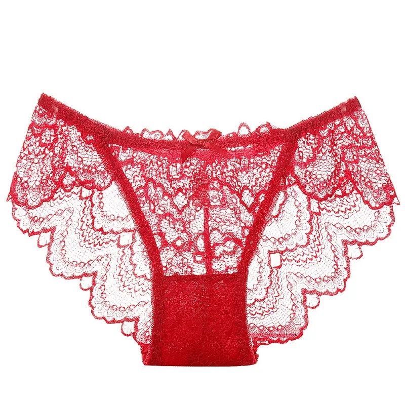 Sexy Ladies Lace Transparent Panties Low-Rise Lingerie Female Hollow Out Underpants Comfortable Short See Through Briefs