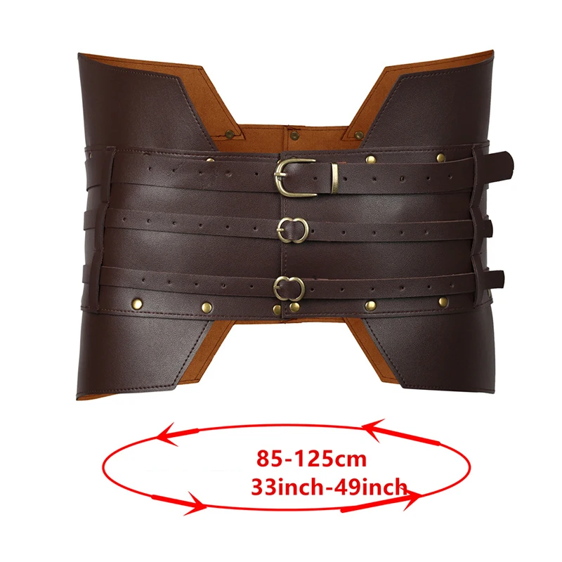 Cintura larga Punk Vintage regolabile in pelle PU uomo cavaliere armature corsetto cintura medievale pirata guerriero Cosplay accessori per costumi