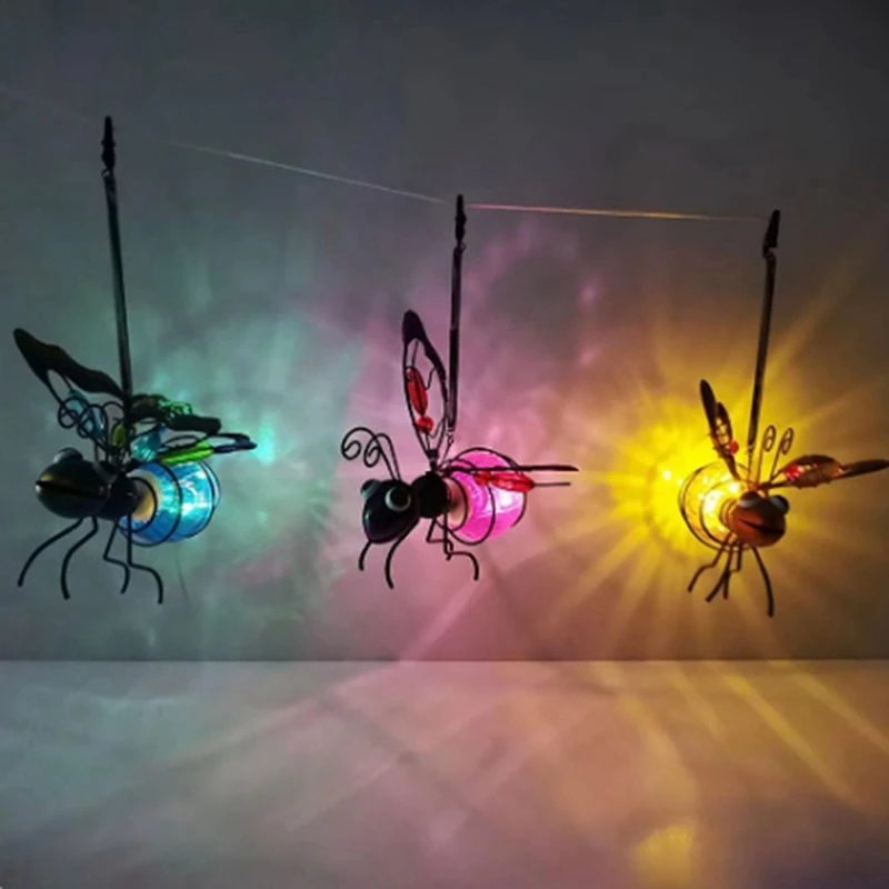 

Solar Iron Insect Statue With LED Fairy Light Outdoor Hanging Tree Ornament For Fence Yard Courtyard Garden Decor