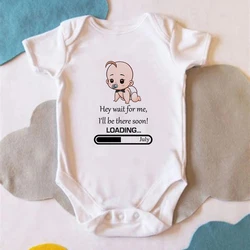 Baby Announcement July 2022 Newborn Baby Bodysuits Pregnancy Reveal Baby Boys Girls Clothes I'll be There Soon Funny Rompers