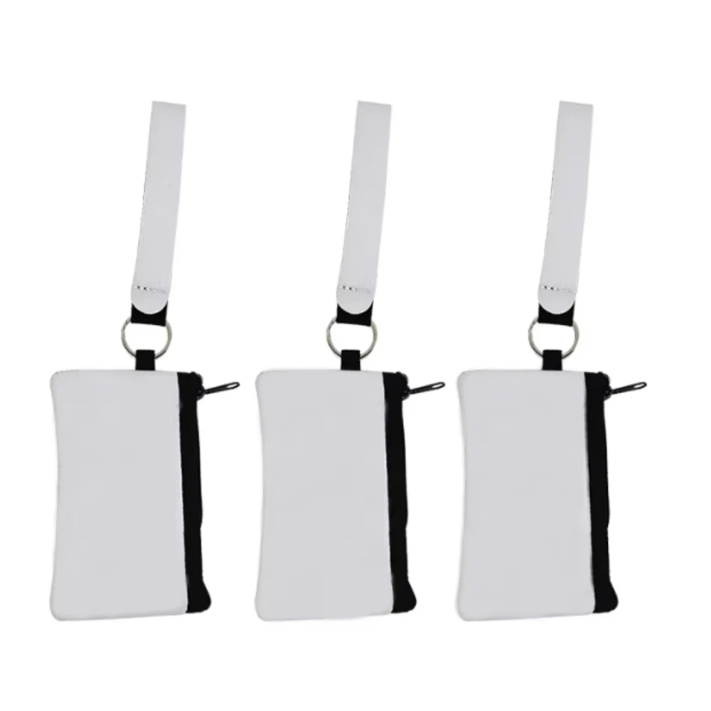 Sublimation Blank Neoprene Mini Portable Coin Purse Storage Bag Wristlet Wallets Keychain for Heat Transfer Print