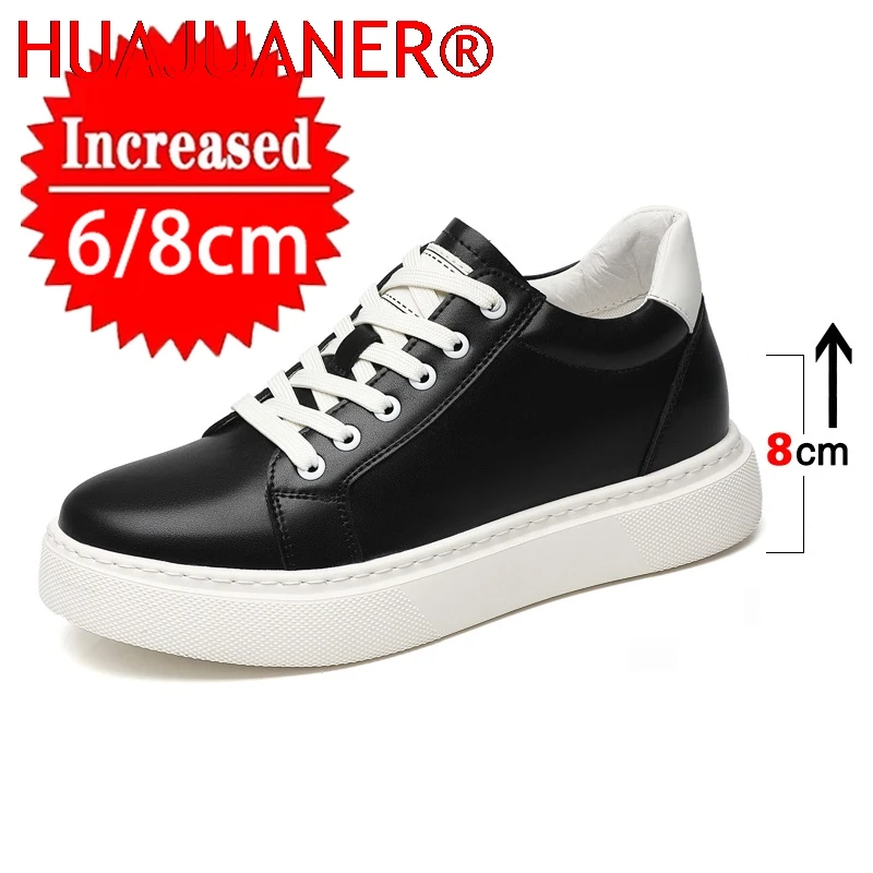 

High Quality Men's Casual Shoes Board Shoes Height Increasing Sports Shoes PU Leather Comfortable Elevator Shoes 6/8CM