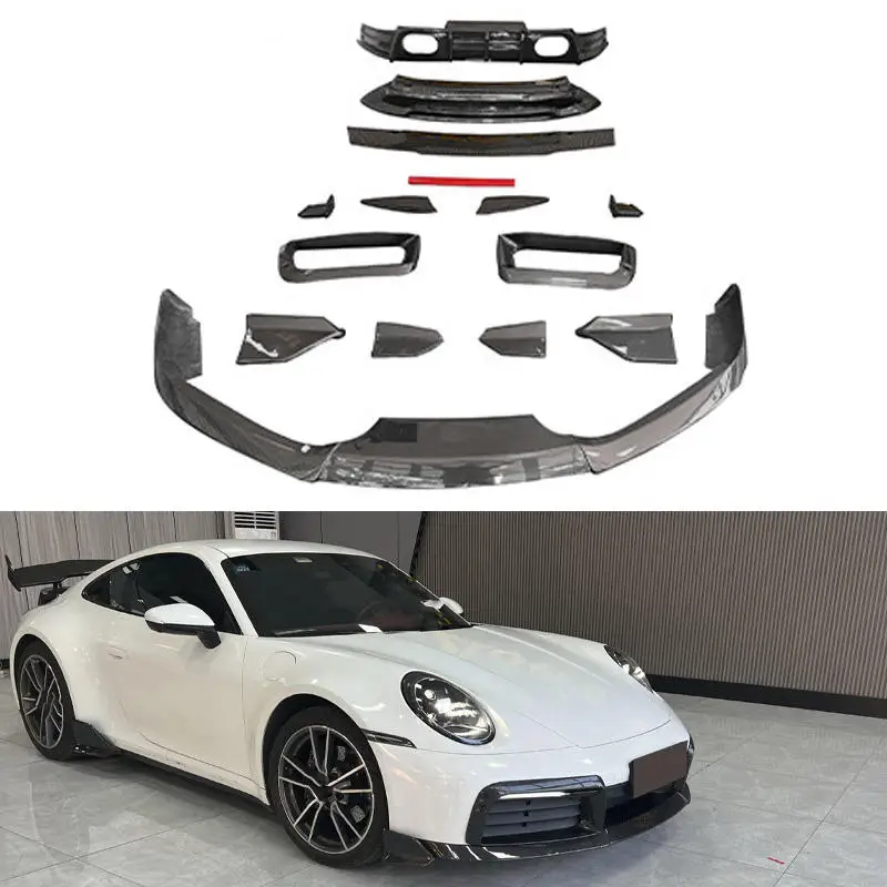 Front Rear lip Diffuser Side Skirt Dry Carbon Fiber Fibre Body Kit For Porsche 911 992 Upgrade B Style Bodykit,100% TESTED WELL