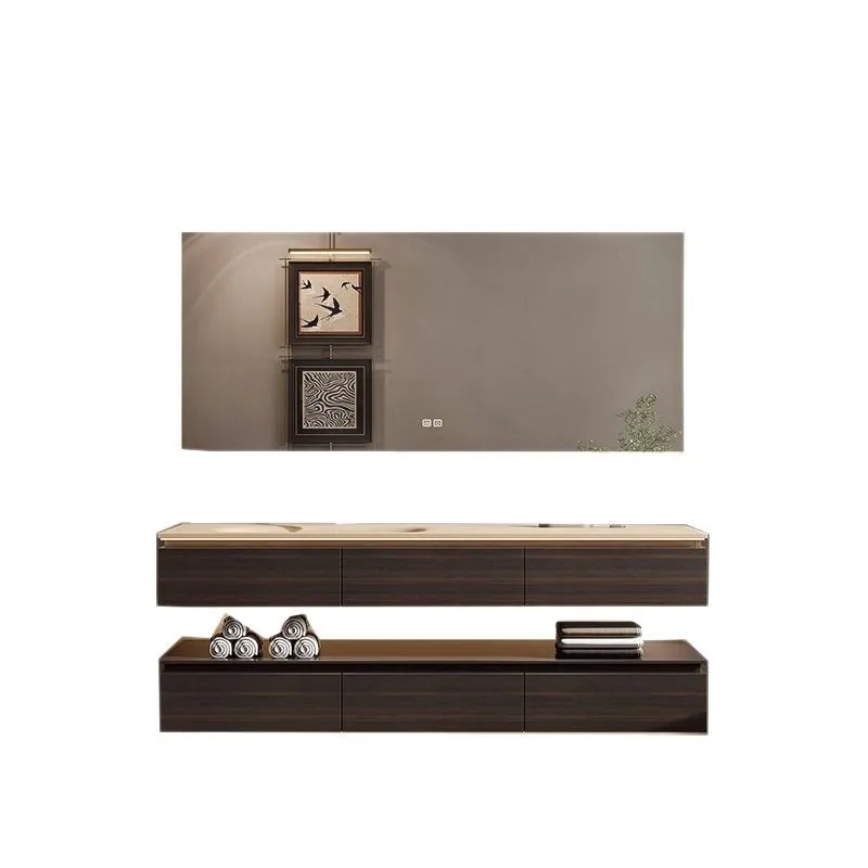 

Medieval style rock slab, hot bending integrated basin, bathroom cabinet combination, bathroom sink