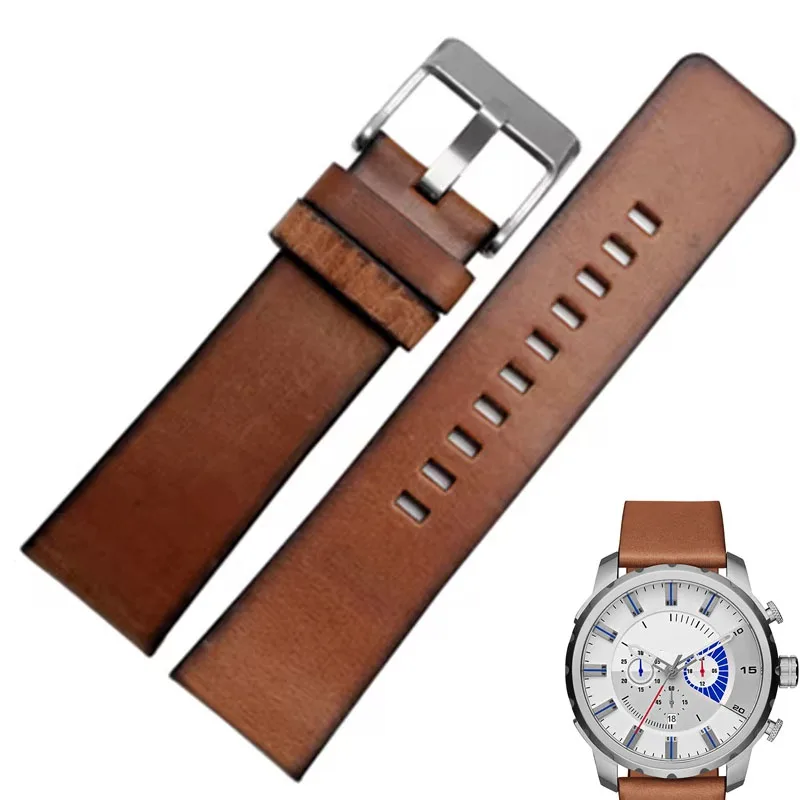 Retro Leather watchband for Diesel DZ4343 DZ4323 DZ7406 watch strap vintage Italian leather 22mm 24mm 26mm 28mm men bracelet